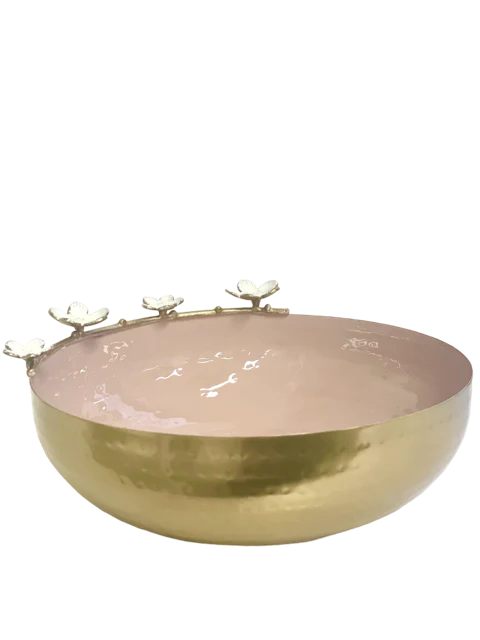 Enamel Bowl Pink Flowers