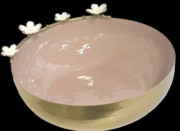 Enamel Bowl Pink Flowers