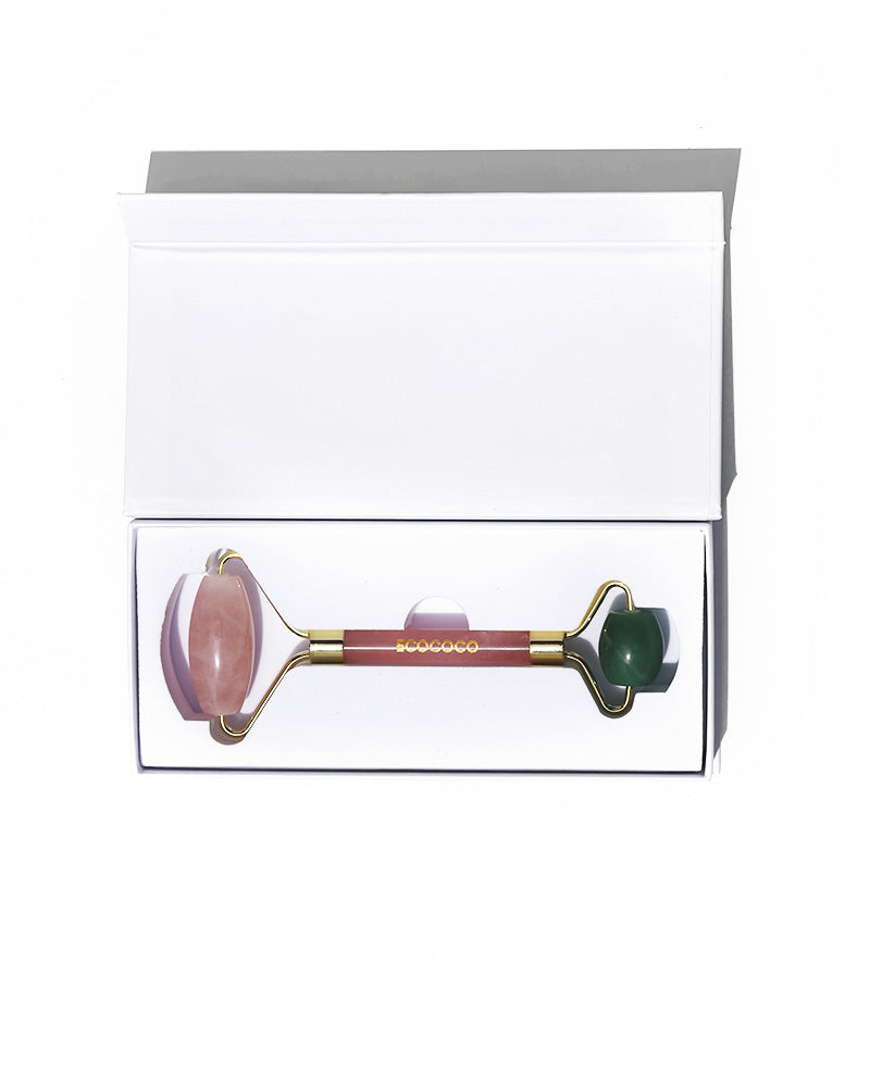 ECOCOCO Rose Quartz + Jade Crystal Roller