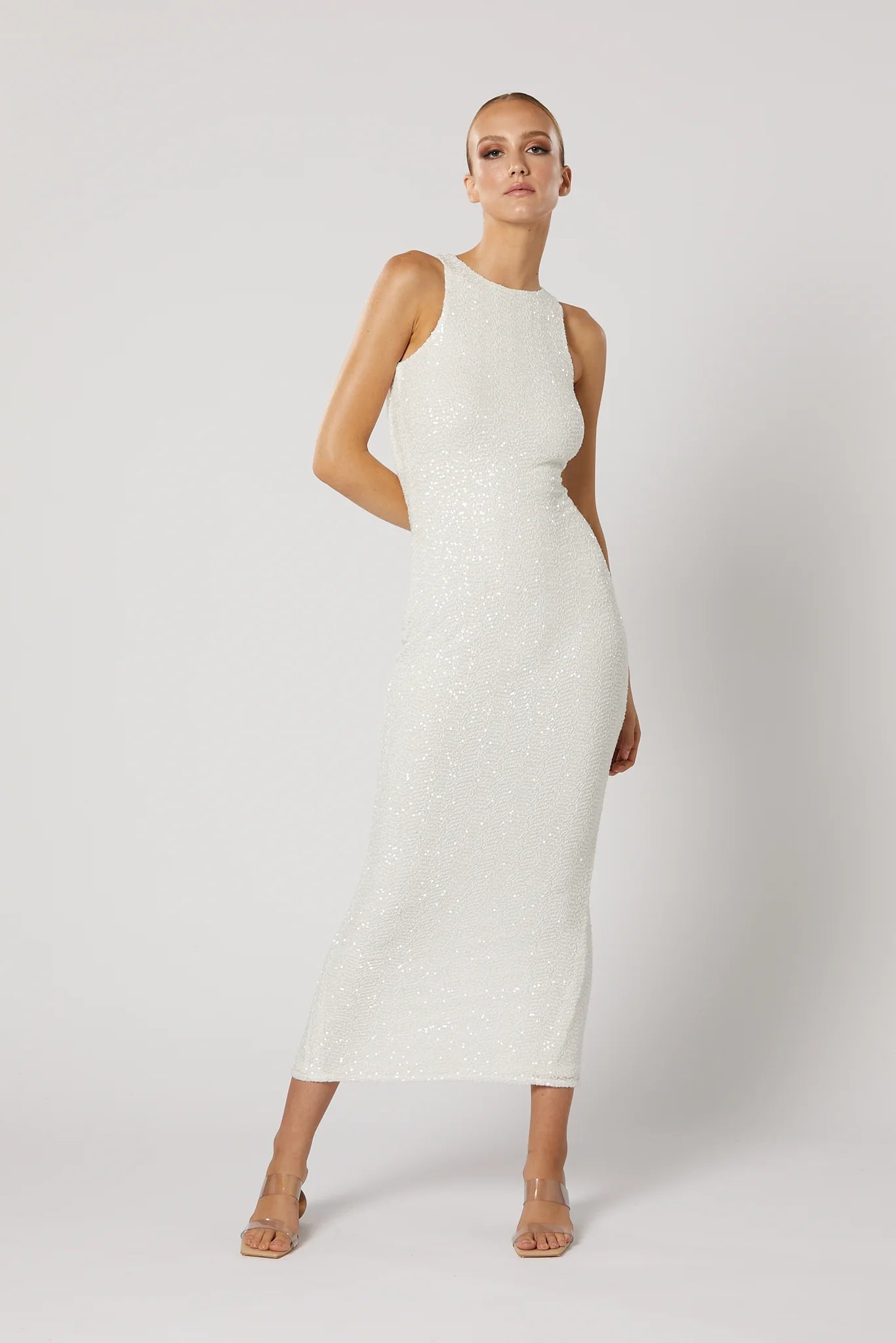 Reyna Zip Back Dress White