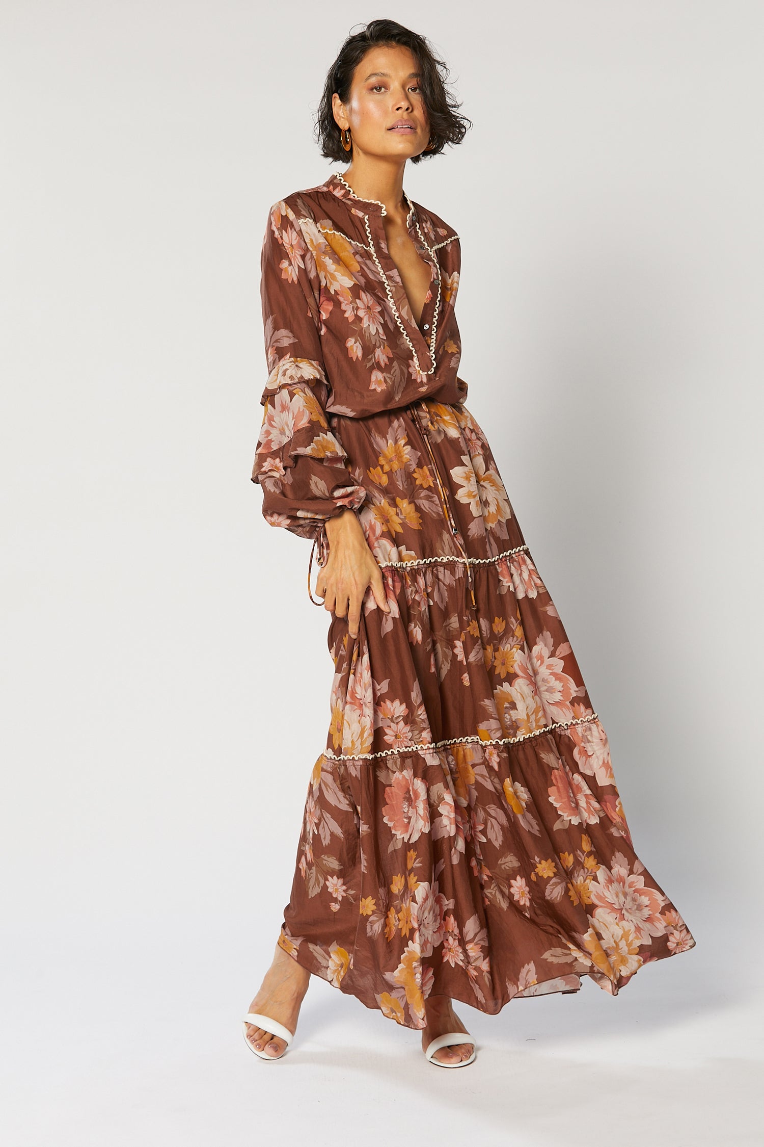 Dahlia Dress Brown Floral