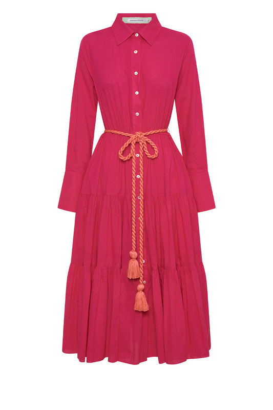 Slim Fit Shirt Dress Fuschia