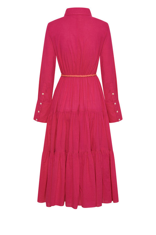 Slim Fit Shirt Dress Fuschia