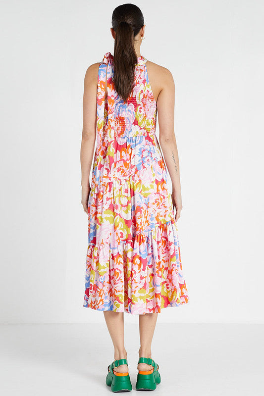 Tie Neck Dress Sakura Blossom