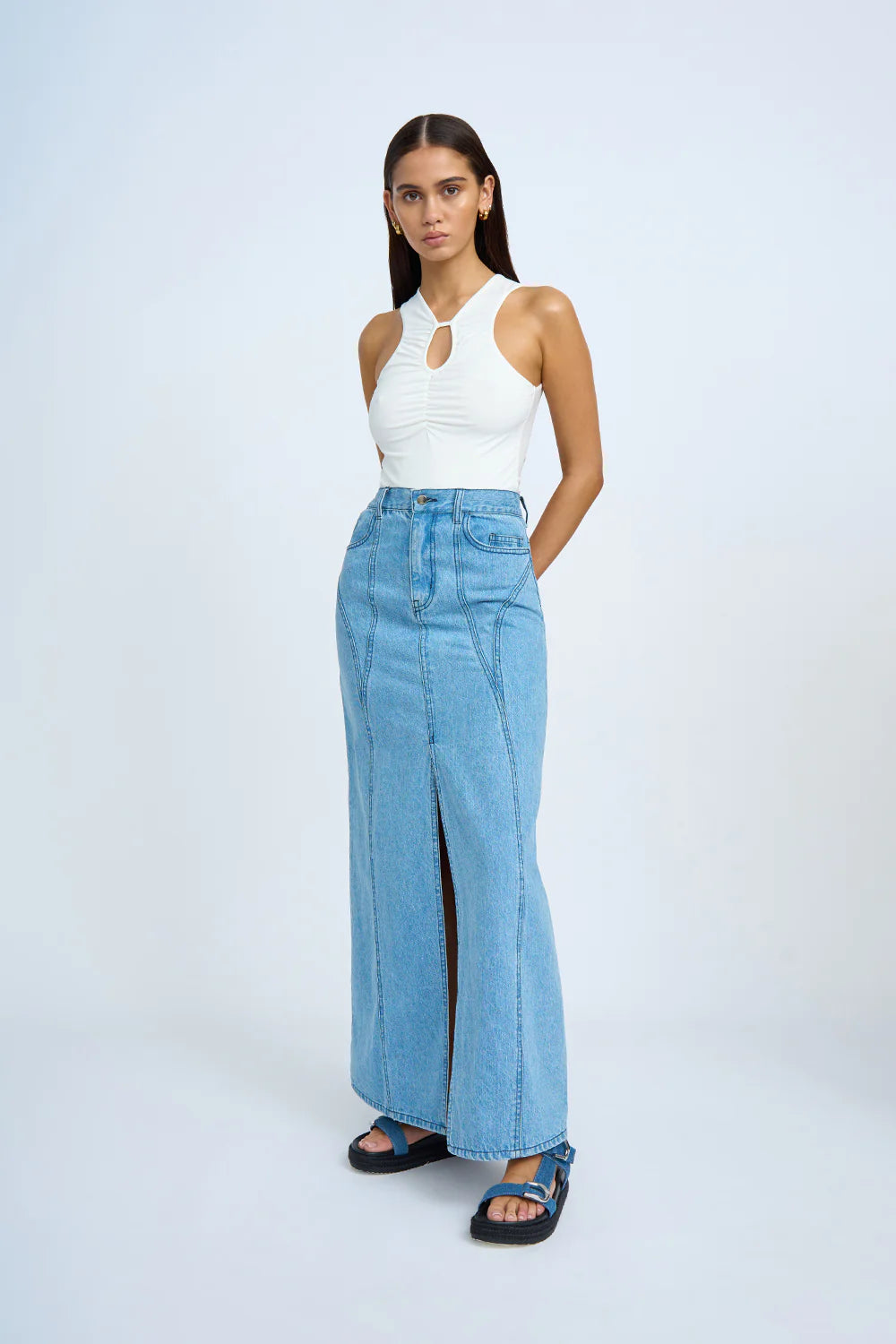 Blue Jean Beauty A line Skirt