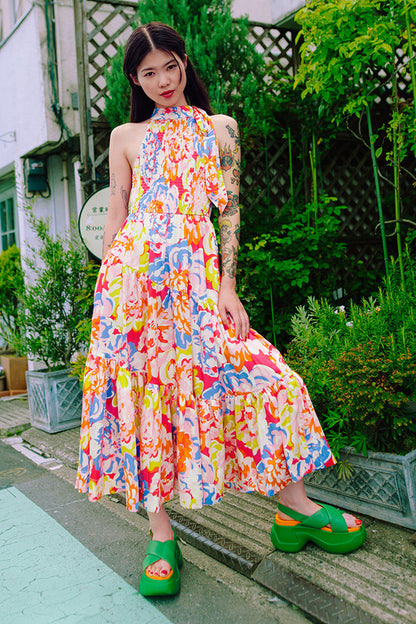 Tie Neck Dress Sakura Blossom