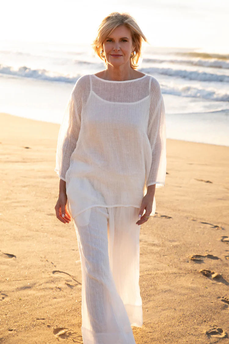 Margot Linen Top Off White