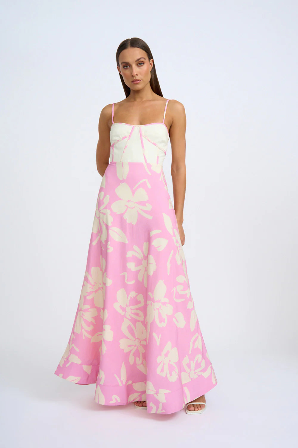 Fia Linen Floral Dress Pink