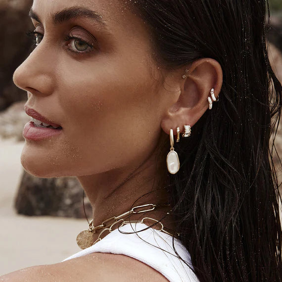 Free Form Mother of Pearl Hoops