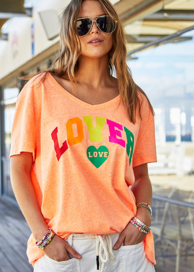 V Neck Lover Tee Orange