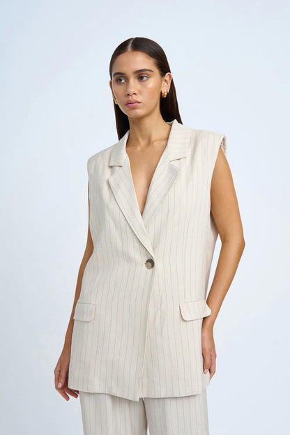 Rumi Sleevless Pinstripe Blazer