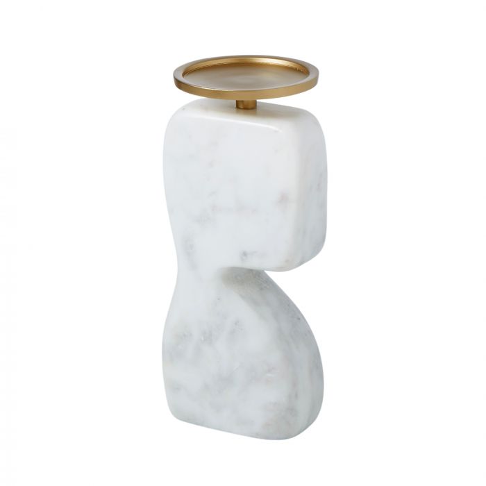 Sculptural Marble Candle Holder 10x10x23cm